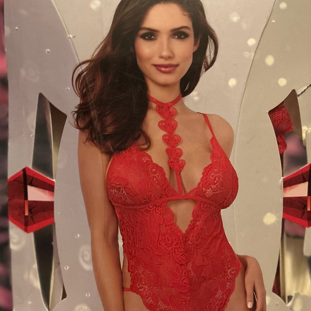 Elegant Red Lace Bodysuit